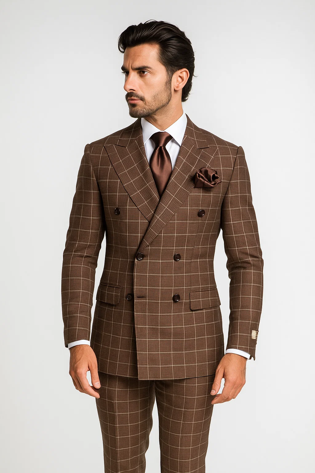 Classic Fit in Brown Plaid Color by Rossiman Classic Fit in Brown Plaid Color by Rossiman