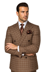 Classic Fit in Brown Plaid Color by Rossiman