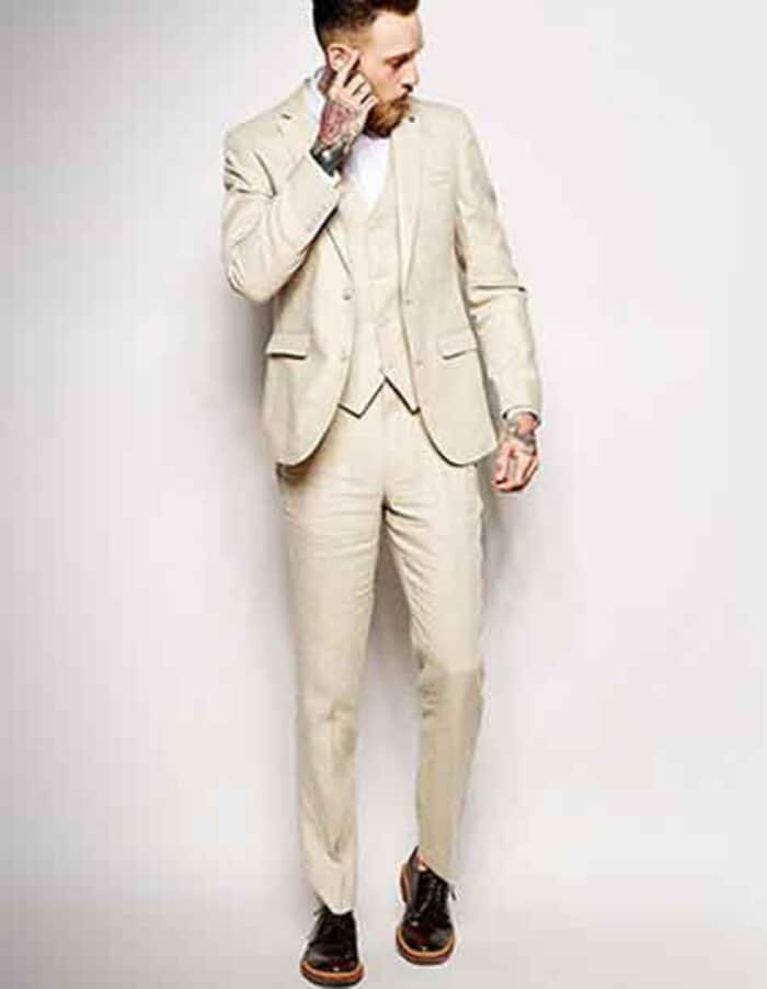 Linen Suit - Mens Summer Suits in Natural Color - Beach Wedding