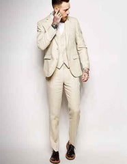 Linen Suit - Mens Summer Suits in Natural Color - Beach Wedding