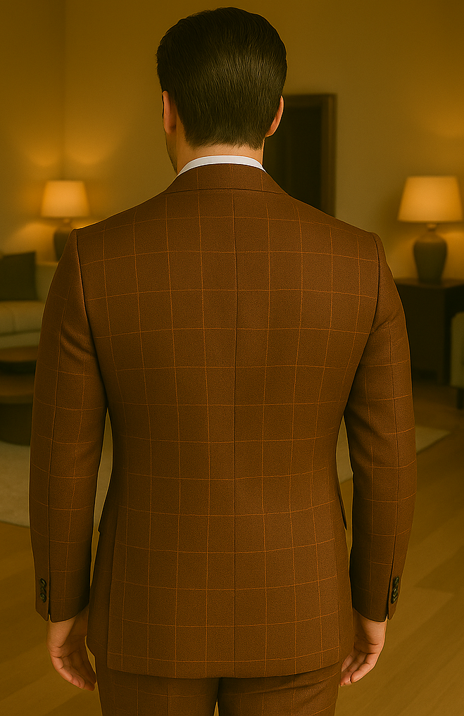 Wool Suit - Italian Made Business Suit by Statement Men's 3 Piece 100% Wool Modern Fit Suit - V-Neck Double Breasted Vest 13 MONTESUIT_Brown_38R  - from alligatorwarehouse.com