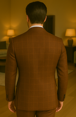 Wool Suit - Italian Made Business Suit by Statement Men's 3 Piece 100% Wool Modern Fit Suit - V-Neck Double Breasted Vest