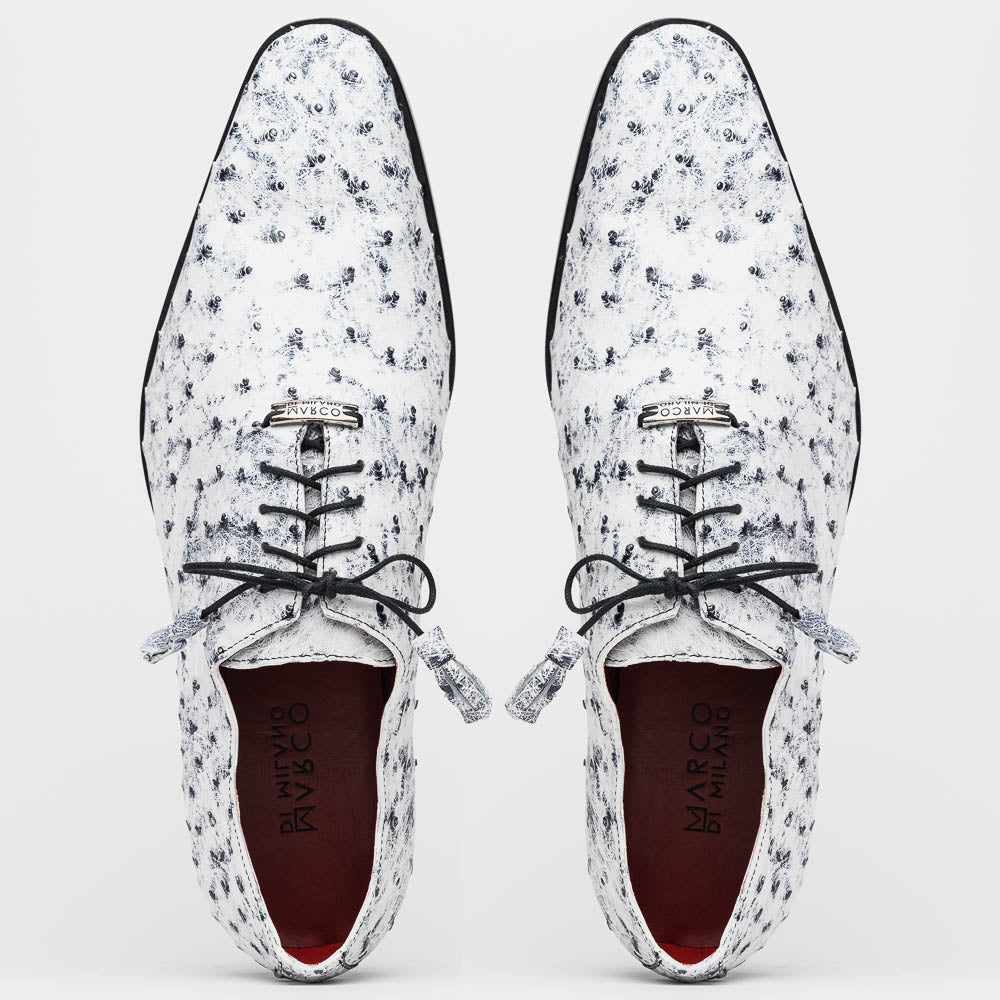 Marco Di Milano Criss Newspaper Ostrich Quill Dress Shoe Oxfords 4 CRISS_OSTRICH_NEWSPAPER_8  - from alligatorwarehouse.com
