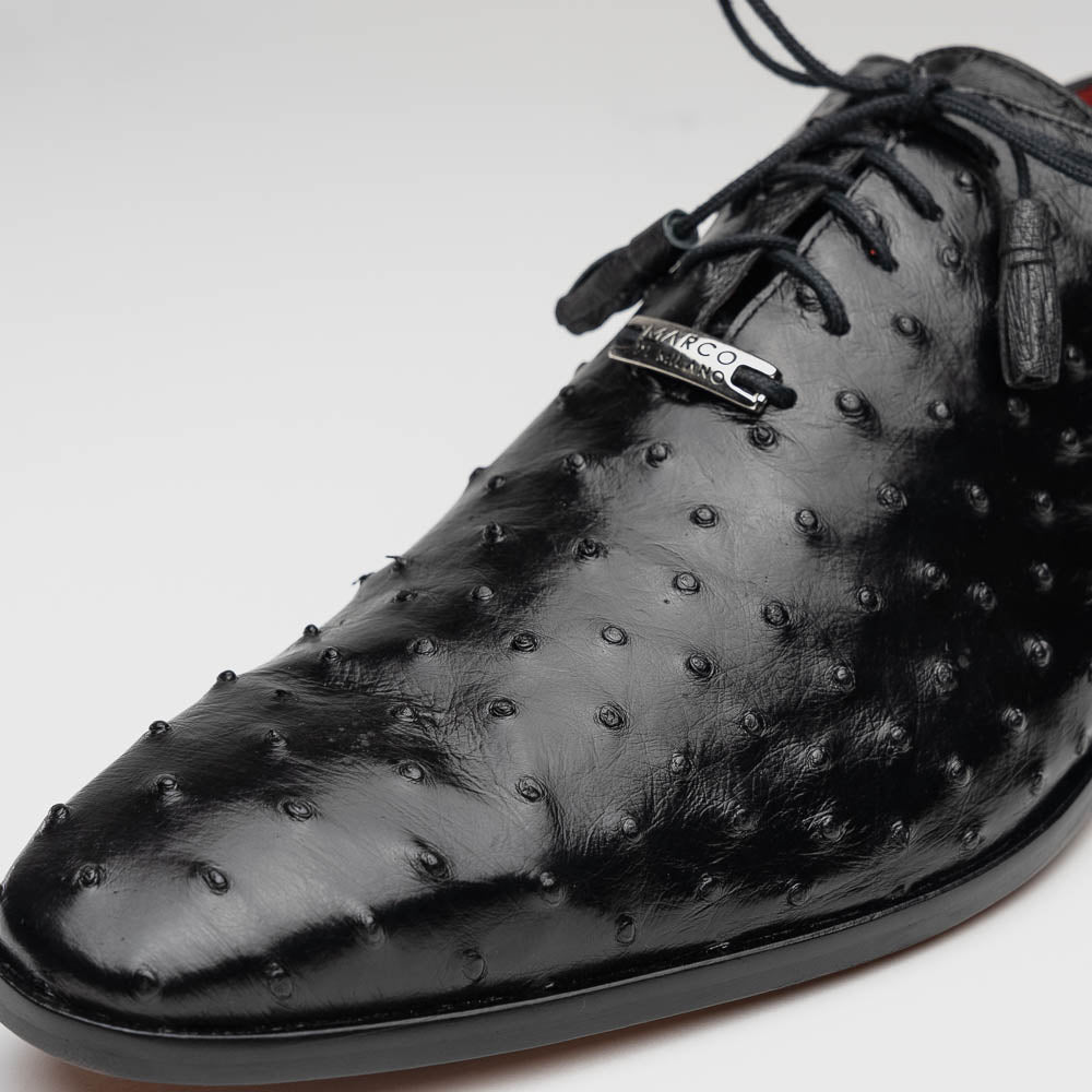 Marco Di Milano Criss Black Ostrich Quill Dress Shoe Oxfords 3 CRISS_OSTRICH_BLACK_8  - from alligatorwarehouse.com