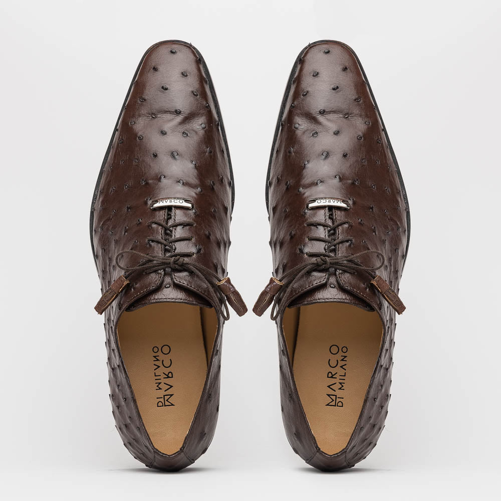 Marco Di Milano Criss Brown Ostrich Quill Dress Shoe Oxfords 3 CRISS_OSTRICH_BROWN_8  - from alligatorwarehouse.com