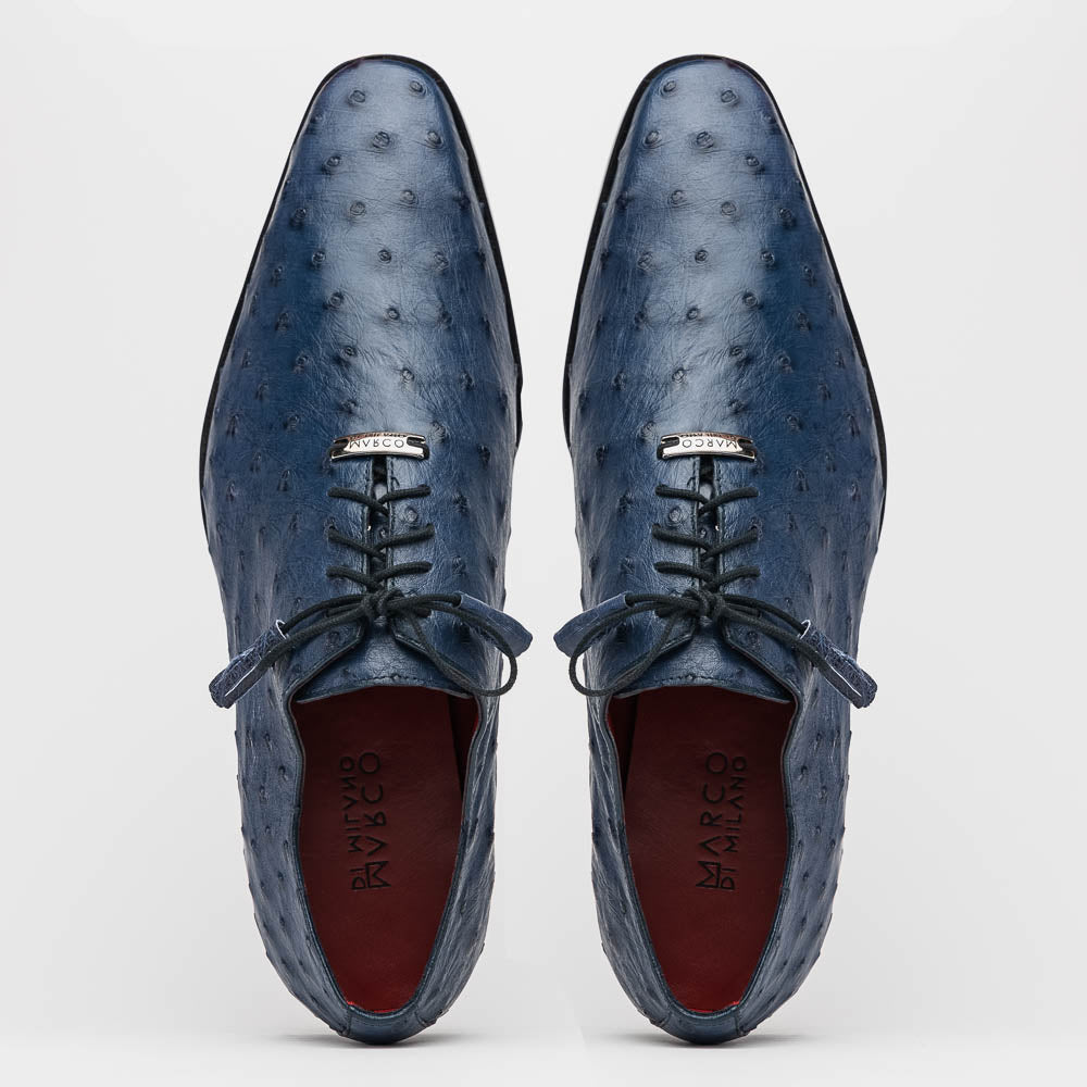 Marco Di Milano Criss Navy Ostrich Quill Dress Shoe Oxfords 4 CRISS_OSTRICH_NAVY_8  - from alligatorwarehouse.com