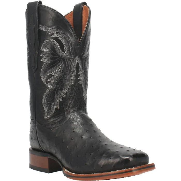 Dan Post Men's Alamosa Full Quill Ostrich Square Toe Boots - Black 6 DP4873_7_D  - from alligatorwarehouse.com