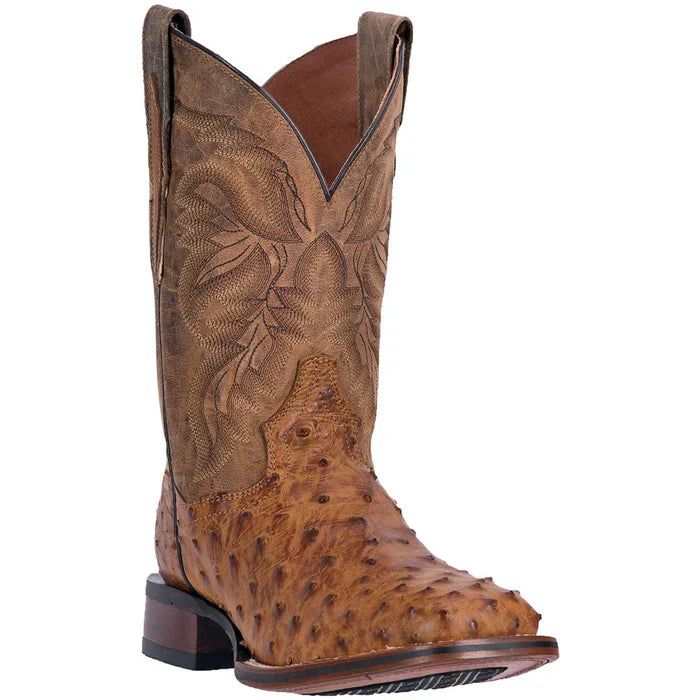Dan Post Men's Alamosa Full Quill Ostrich Square Toe Boots - Tan 1 DP3876_7_D  - from alligatorwarehouse.com