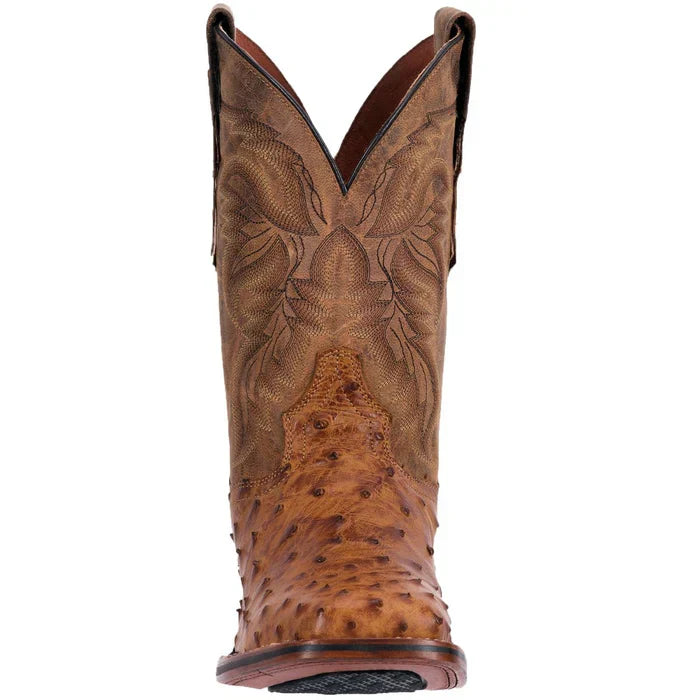 Dan Post Men's Alamosa Full Quill Ostrich Square Toe Boots - Tan