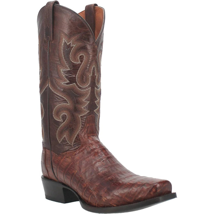 Dan Post Men's Stalker Genuine Caiman Belly Square Toe Boots - Brown 1 DP3074_7_D  - from alligatorwarehouse.com