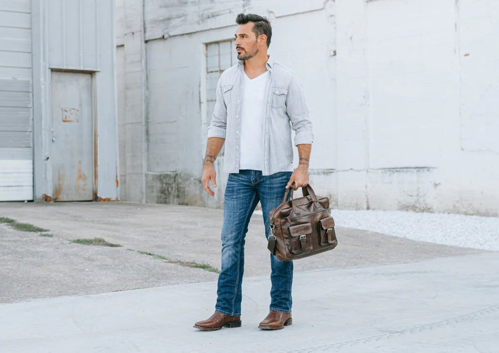 Dan Post Men's Kingsly Genuine Caiman Belly Square Toe Boots - Black 7 DP4805_7_D  - from alligatorwarehouse.com