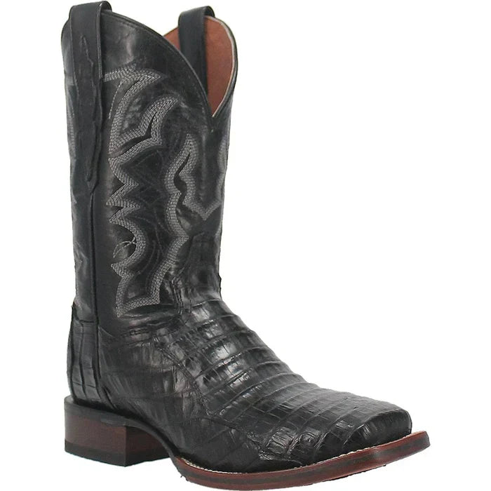 Dan Post Men's Kingsly Genuine Caiman Belly Square Toe Boots - Black 3 DP4805_7_D  - from alligatorwarehouse.com