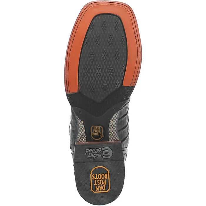 Dan Post Men's Kingsly Genuine Caiman Belly Square Toe Boots - Black 5 DP4805_7_D  - from alligatorwarehouse.com