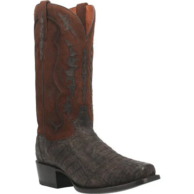 Dan Post Men's Stalker Genuine Caiman Belly Square Toe Boots - Brown 1 DP3074_7_D  - from alligatorwarehouse.com