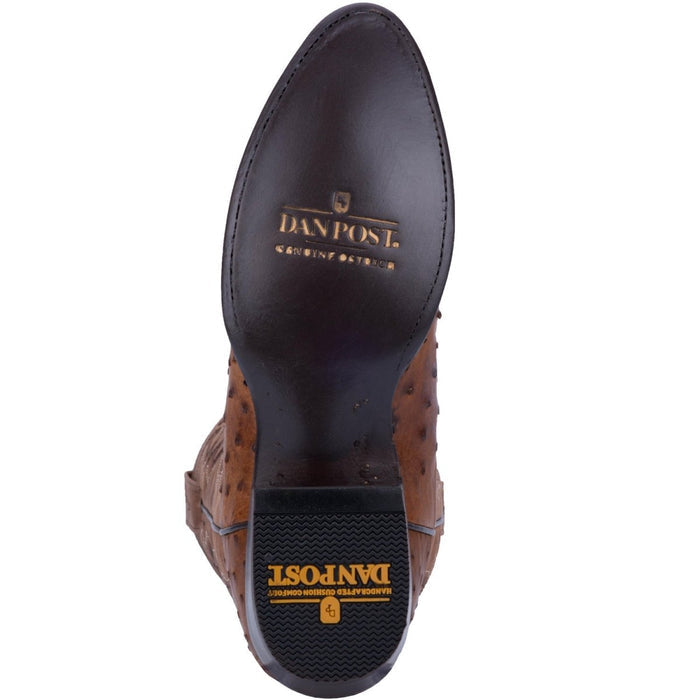 Dan Post Men's Tempe Full Quill Ostrich Round Toe Boots - Saddlebrown 2 DP2323_7_D  - from alligatorwarehouse.com