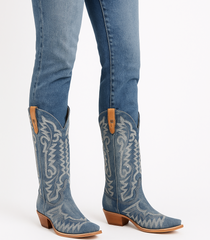 Dan Post Women's Denim Darlin Zipper Snip Toe Boots