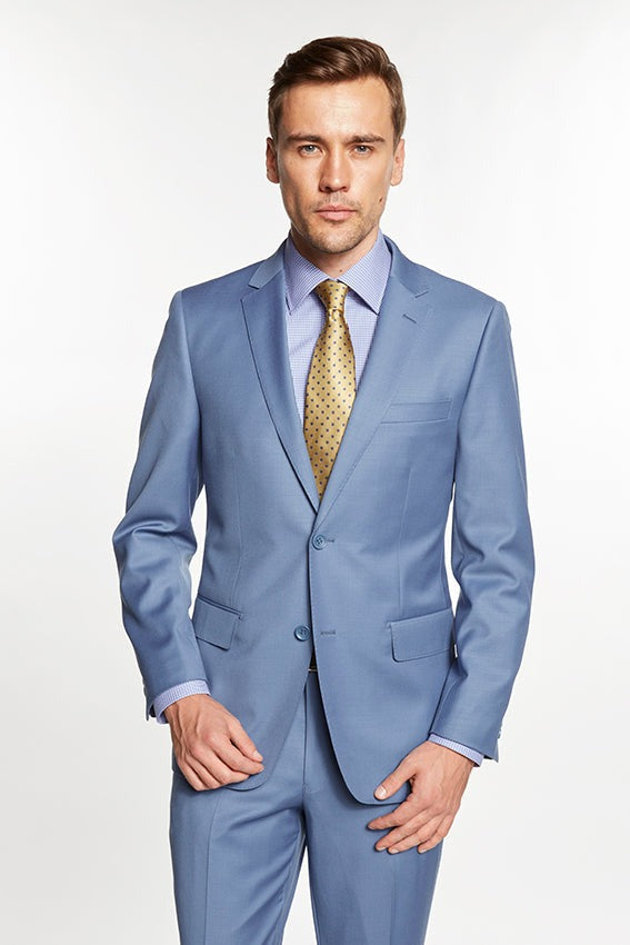 Mantoni Suit - Wool Suit - Business Suit Solid Sky Bule