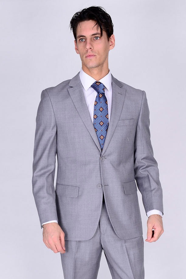 Mantoni Suit - Wool Suit - Business Suit Solid Light Gray