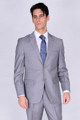 Mantoni Suit - Wool Suit - Business Suit Solid Light Gray