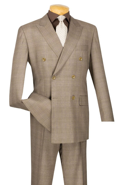 Vinci Men's 2-Piece Double Breasted Glen Plaid Suit