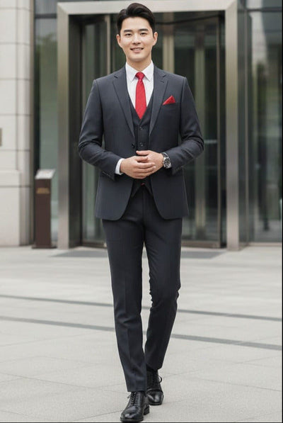 Effetti Suit Designer - 2 button Notch Lapel slim fit EF2N+V-8129 CHARCOAL