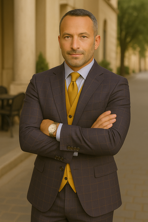 Wool Suit - Italian Made Business Suit by Statement Men's 3 Piece 100% Wool Modern Fit Suit - Bold Scoop Vest