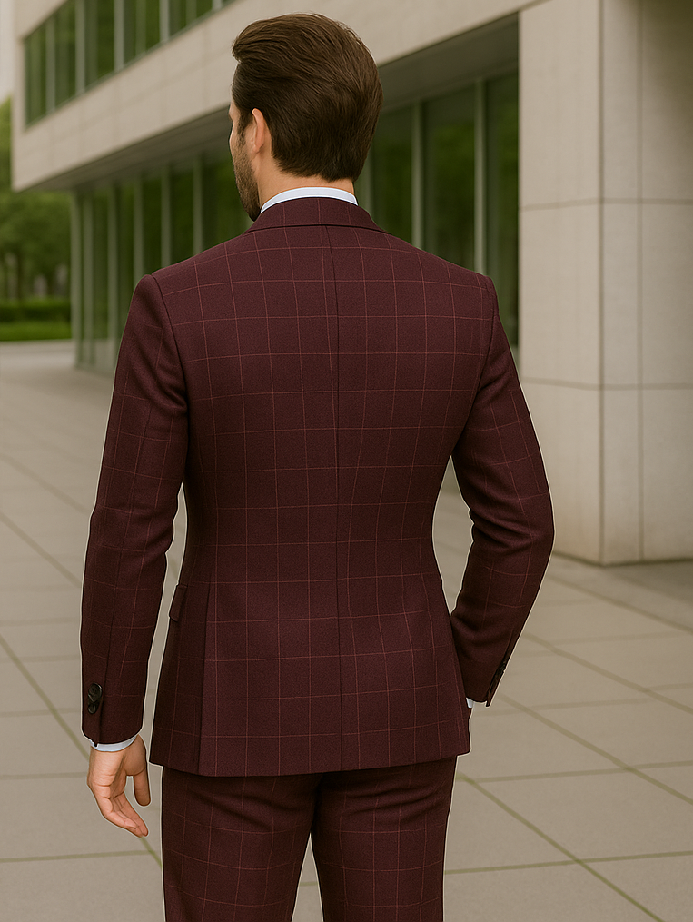 Wool Suit - Italian Made Business Suit by Statement Men's 3 Piece 100% Wool Modern Fit Suit - V-Neck Double Breasted Vest 18 MONTESUIT_Brown_38R  - from alligatorwarehouse.com