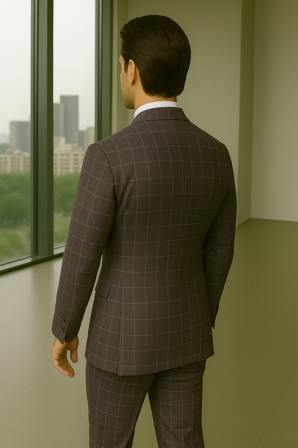 Wool Suit - Italian Made Business Suit by Statement Men's 3 Piece 100% Wool Modern Fit Suit - Fashion Pattern 10 ANGEL-3_Charcoal_38R  - from alligatorwarehouse.com