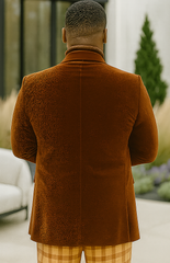 EJ Samuel | Modern Fit Velvet Blazer | Rust | 2-Button | Mens
