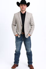 Western Blazer - Saco Para Hombre - Mens Double Button Western Beige Blazer