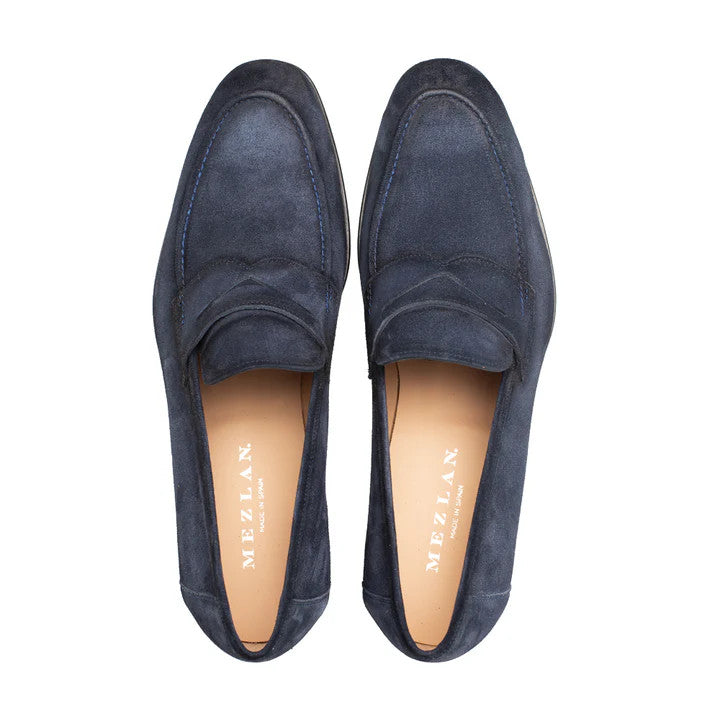 Caro Suede Penny Loafer Navy By Mezlan Made In Spain Brand Caro Suede Penny Loafer Navy By Mezlan Made In Spain Brand
