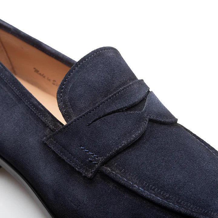 Caro Suede Penny Loafer Navy By Mezlan Made In Spain Brand Caro Suede Penny Loafer Navy By Mezlan Made In Spain Brand