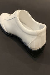 Los Altos White Ostrich Leg Lace Up Sneakers