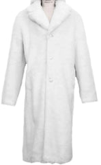 Faux Fur Coat - Men Full Length Overcoat in Black - Brown - White - Ivory - Gray For Winter