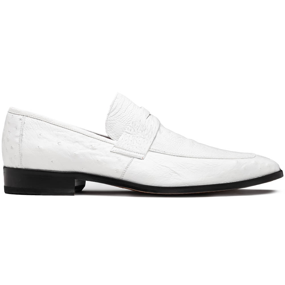 Marco Di Milano Fangio White Ostrich Penny Loafer 1 FANGIO_OSTRICH-OSTRICH LEG_WHITE_8  - from alligatorwarehouse.com