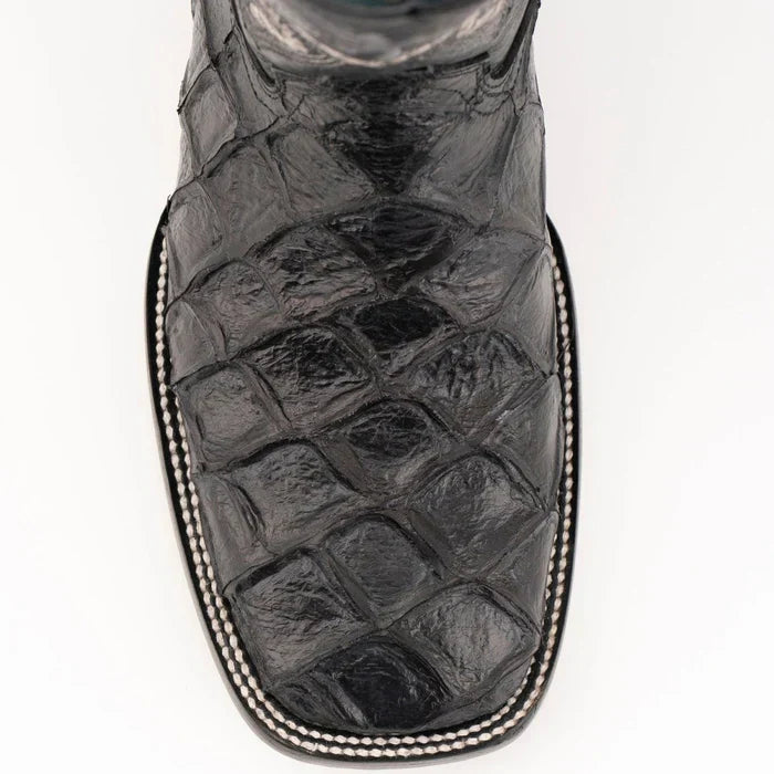 Ferrini Bronco Men's Print Pirarucu Fish Boots Handcrafted Black 4339304 2 43393-04-080-D  - from alligatorwarehouse.com