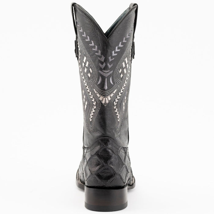 Ferrini Bronco Men's Print Pirarucu Fish Boots Handcrafted Black 5   - from alligatorwarehouse.com