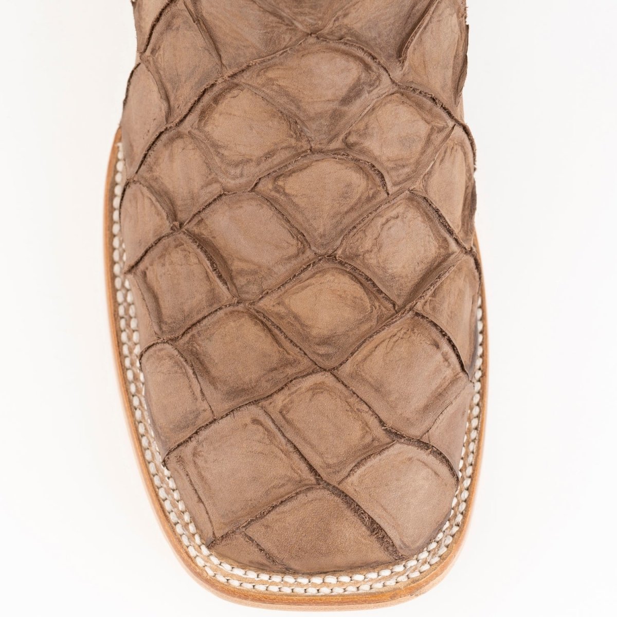 Ferrini Bronco Men's Print Pirarucu Fish Boots Handcrafted Brown 4339310 2 43393-10-080-D  - from alligatorwarehouse.com