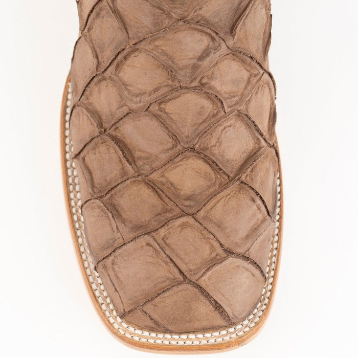 Ferrini Bronco Men's Print Pirarucu Fish Boots Handcrafted Brown 2   - from alligatorwarehouse.com