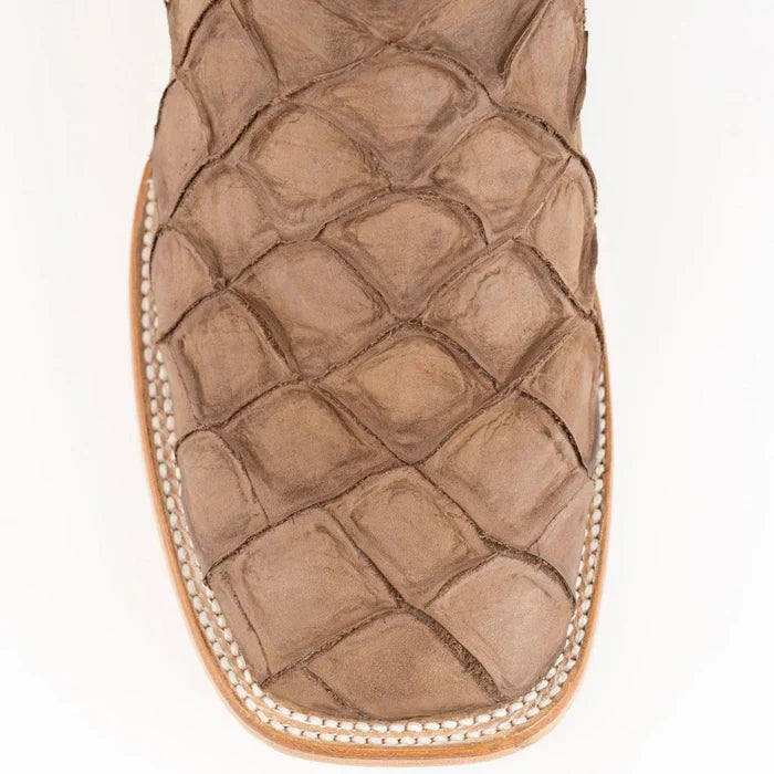 Ferrini Bronco Men's Print Pirarucu Fish Boots Handcrafted Brown 4339310 2 43393-10-080-D  - from alligatorwarehouse.com