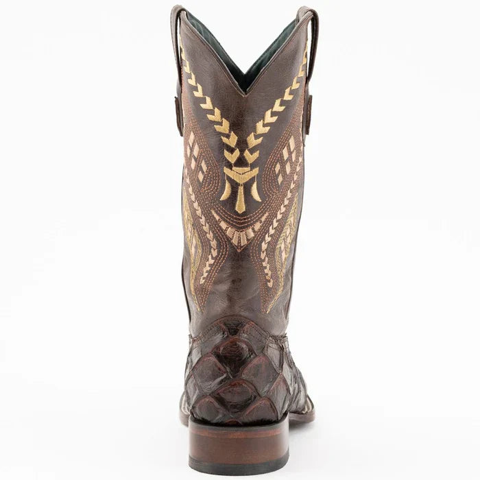 Ferrini Bronco Men's Print Pirarucu Fish Boots Handcrafted Chocolate 1   - from alligatorwarehouse.com