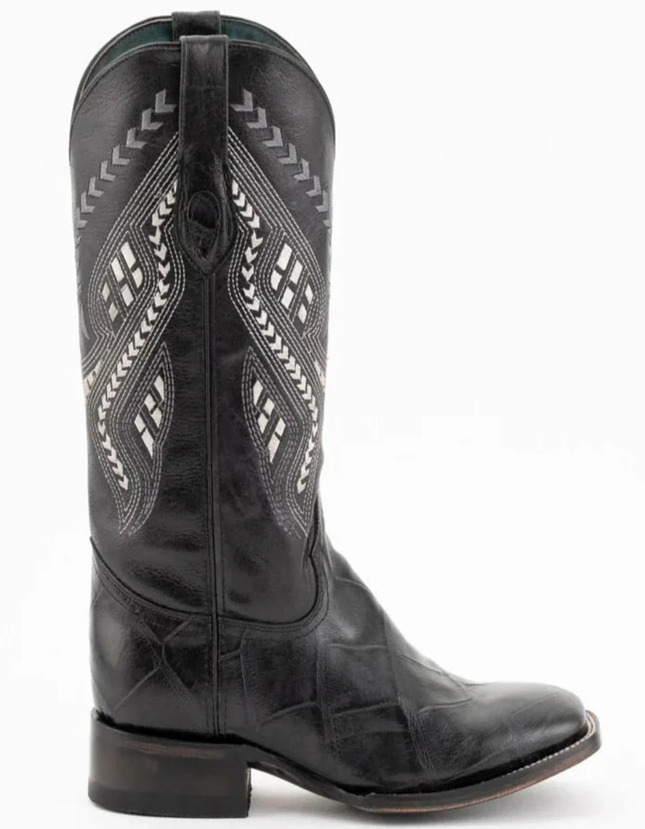 Ferrini Jesse Men's Print Alligator Boots Handcrafted Black 4359304 3 43593-04-090-D  - from alligatorwarehouse.com
