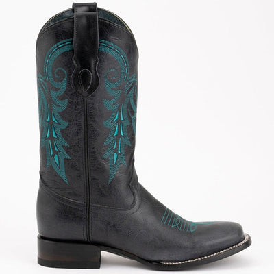 Ferrini Men's Blaze Leather Square Toe Boots Handcrafted - Black 2   - from alligatorwarehouse.com