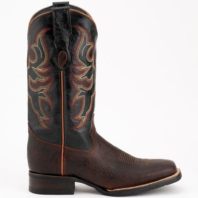 Ferrini Men's Blaze Leather Square Toe Boots Handcrafted - Chocolate 2   - from alligatorwarehouse.com