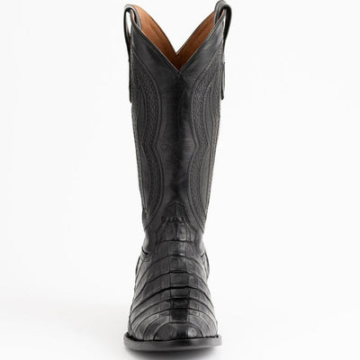 Ferrini Men's Dakota Belly Caiman Western Boots - Round Toe Handcrafted Black 6   - from alligatorwarehouse.com
