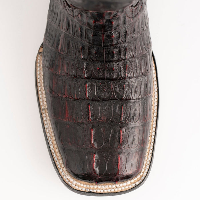 Ferrini Men's Dakota Hornback Caiman Boots - Square Toe Handcrafted Black Cherry Ferrini Men's Dakota Hornback Caiman Boots - Square Toe Handcrafted Black Cherry