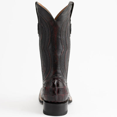 Ferrini Men's Dakota Hornback Caiman Boots - Square Toe Handcrafted Black Cherry 6   - from alligatorwarehouse.com