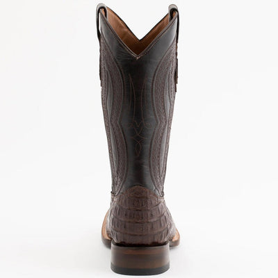 Ferrini Men's Dakota Hornback Caiman Boots - Square Toe Handcrafted Brown 4   - from alligatorwarehouse.com