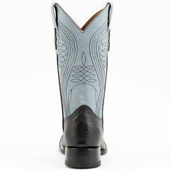 Ferrini Men's Pinto Patch Ostrich Square Toe Boots Handcrafted - Black