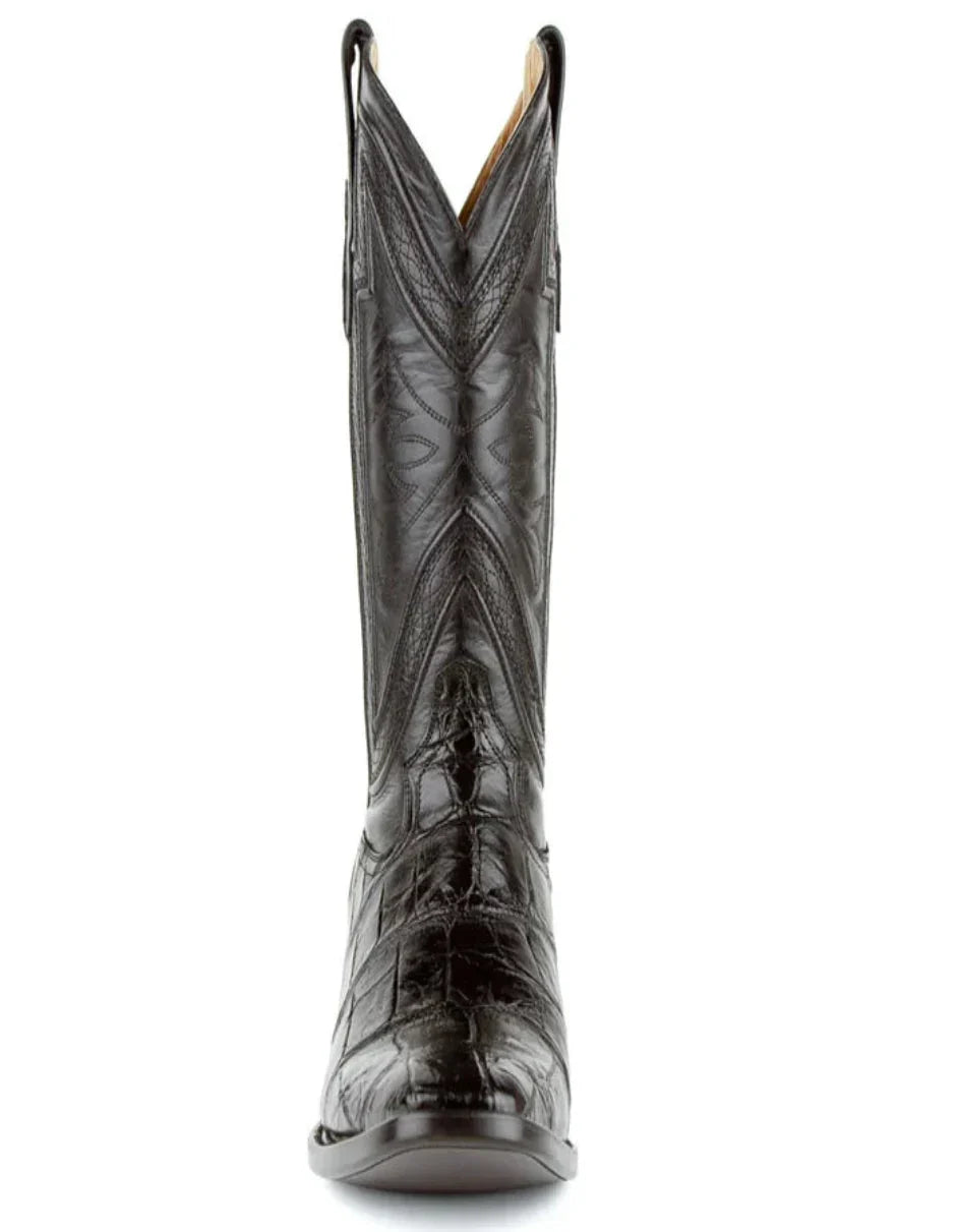 Ferrini Men's Stallion Alligator Belly Boots French Toe Handcrafted Black 1074104 5 10741-04-085-EE  - from alligatorwarehouse.com